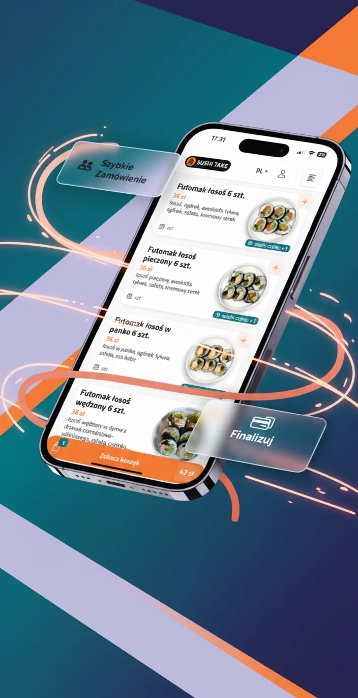 Widok menu w aplikacji mobilnej